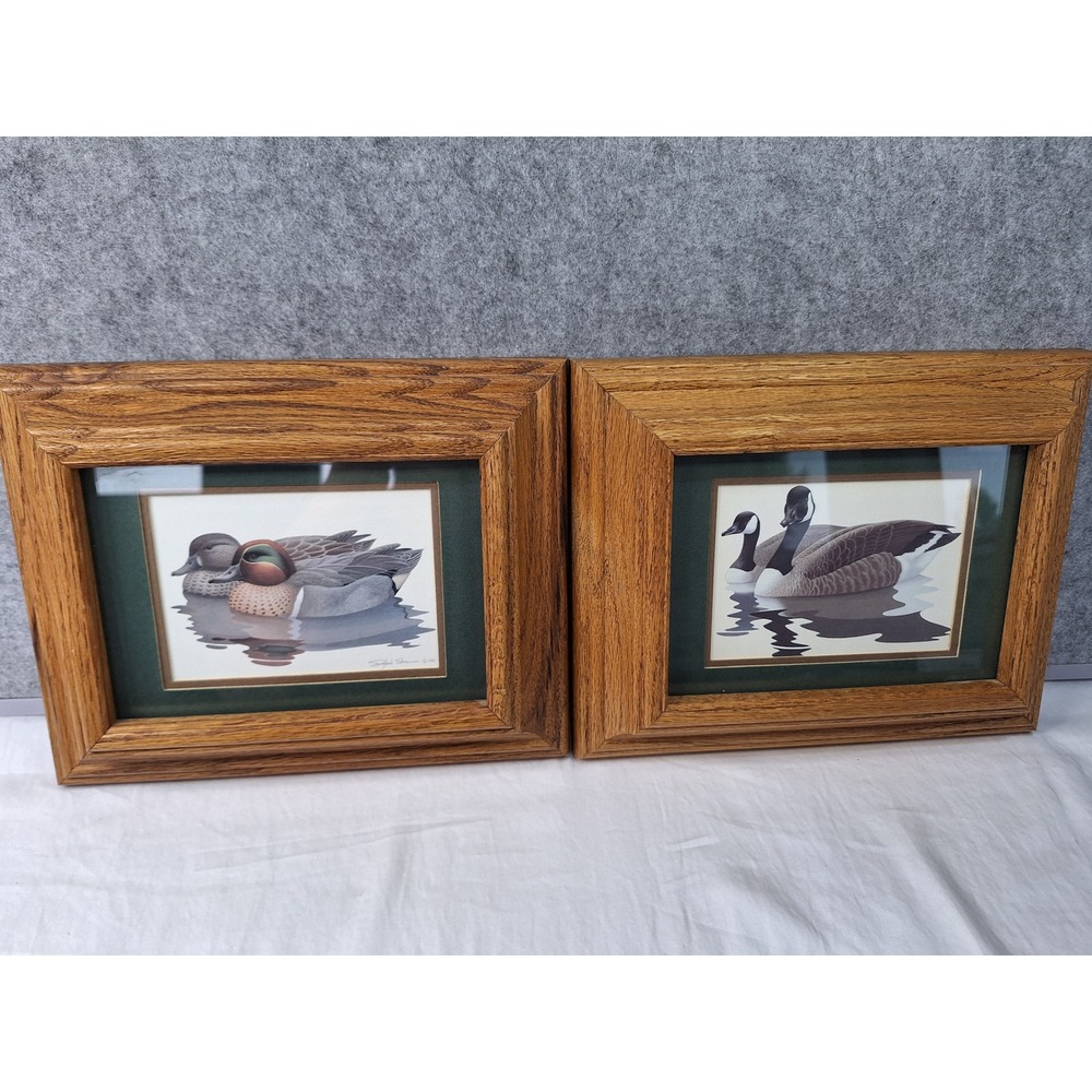 Richard Sloan 1981 Vintage Duck Prints Framed Set Canada Geese Green-Winged Teal